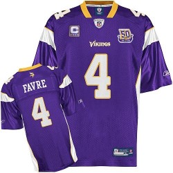 Brett Favre Minnesota Vikings Reebok Authentic Purple Home Throwback Team 50th Patch C Patch Jersey