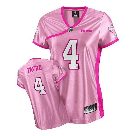 Women's Brett Favre Minnesota Vikings Reebok Pink Replica Be Luv'd ...