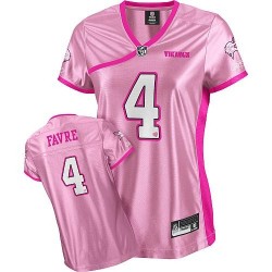 Women's Brett Favre Minnesota Vikings Reebok Premier Pink Be Luv'd Throwback Jersey