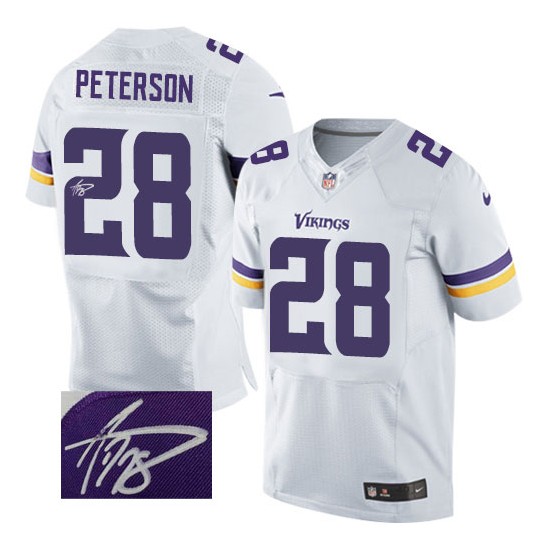 Adrian Peterson Minnesota Vikings Nike Elite White Autographed Road Jersey