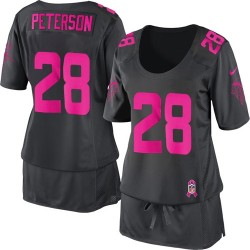 Women's Adrian Peterson Minnesota Vikings Nike Elite Grey Dark Breast Cancer Awareness Jersey